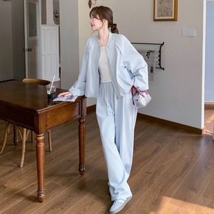 韩系chic套装女2026春秋季新款宽松休闲运动卫衣外套阔腿裤两件套