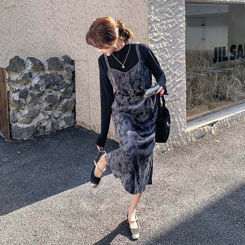 法式小香风套装裙女2026年春秋季新款打底衫扎染吊带连衣裙两件套,女装/女士精品,时尚套装,淘宝优惠券,粉丝福利购,淘宝优惠卷