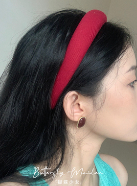 红色发箍复古港风气质高级宽边高颅顶头箍法式麻花头饰洗脸发饰女