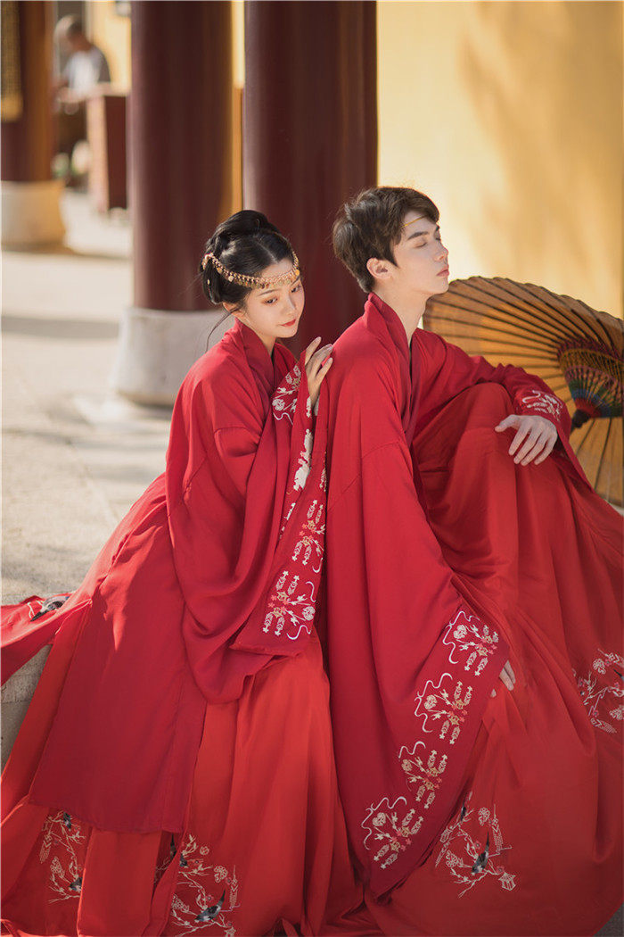 风采池 喜上眉梢 原创婚嫁男女汉式婚服交领情侣套装结婚,女装/女士精品,汉服套装,淘宝优惠券,粉丝福利购,淘宝优惠卷