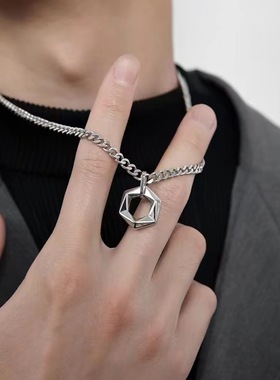 六边形项链春欧钛钢不掉色钛钢