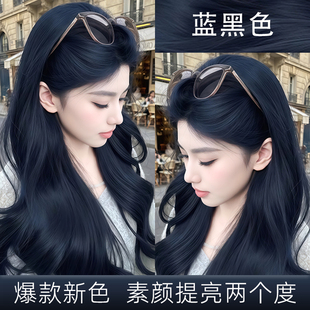 蓝黑色染发膏剂女2026流行色爆款时尚持久固色家用泡泡沫正品品牌