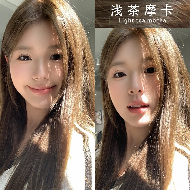 免漂浅茶摩卡色染发剂自己在家染发膏泡泡沫无刺激天然植物正品纯