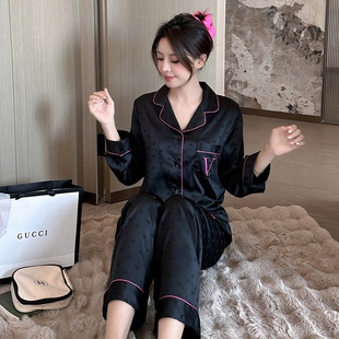 薄款睡衣春秋季维家家居服新品水光绸长袖丝滑柔软冰丝套装