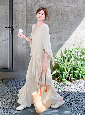 2026新款夏装时尚减龄老钱风套装裙宽松针织两件套 2573-P155K228