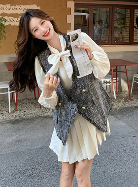 独家首发2026春季新品小香马甲+百褶裙套装2C057-8135-P155-K228