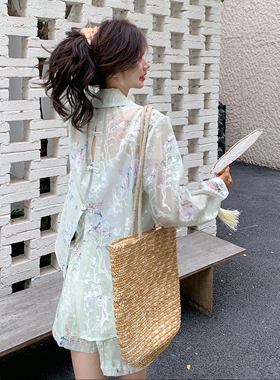 现货主推~气质百搭短裤防晒衫两件套套装2C219-2602-P135-K198