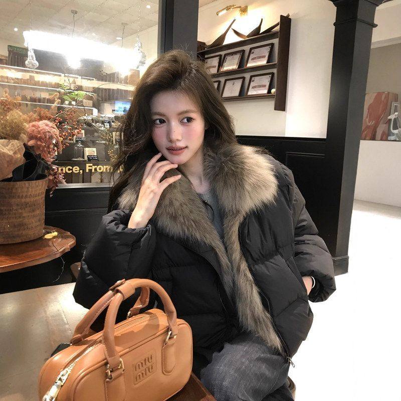 冬季新款短款羽绒服大毛领宽松加厚小个子韩版保暖面包服外套潮