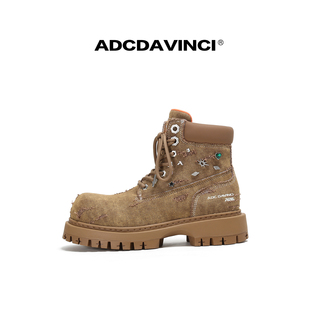 厚底马丁靴 薛之谦同款 ADC达芬奇 ADCDAVINCI 靴 洗水牛仔布工装