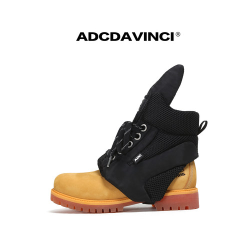 ADC达芬奇 ADCDAVINCI 头层牛皮靴子鞋套组合/娣娣同款拉丝大黄靴