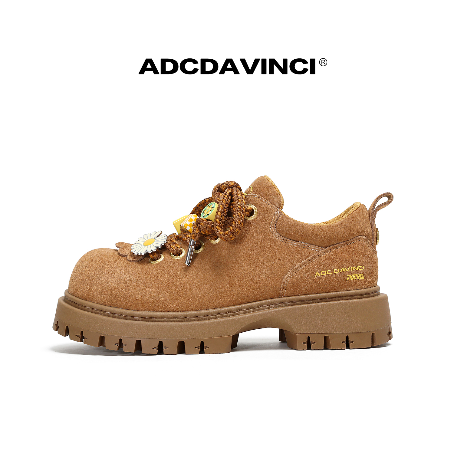 ADC达芬奇 ADCDAVINCI 小雏菊配饰厚底德比鞋休闲增高男女工装鞋