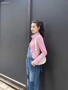 1300641专柜2025新款时尚百搭修身显瘦衬衫女上衣长袖格子
