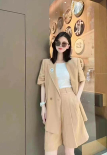 阿玛家5400738专柜春夏新款外套女西服上衣亚麻通勤西装领