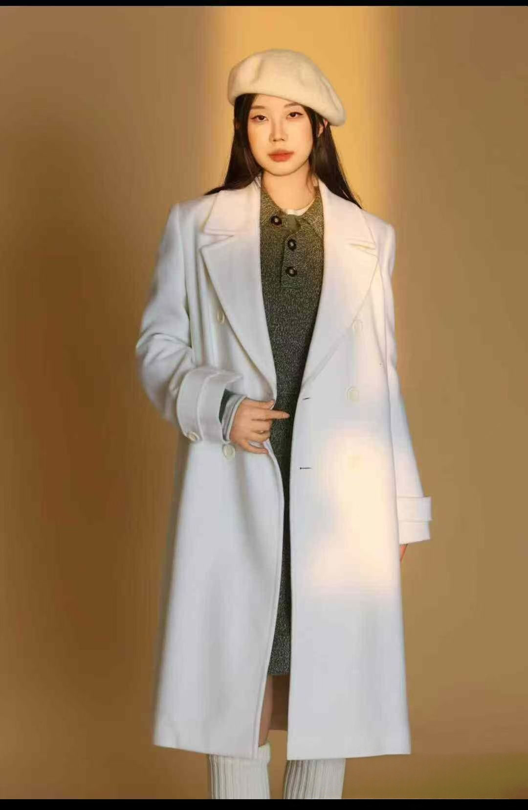 1400768专柜正品2026新款时尚百搭显瘦外套中长款女大衣毛呢外套