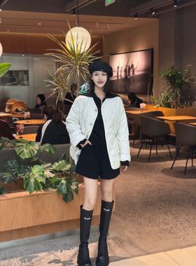 1400648哥家专柜正品2025新款时尚菱格外套新雪丽棉服长袖女棉衣