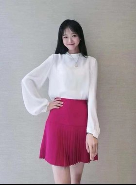 1300139哥醋纤面料白色衬衣衬衫女上衣