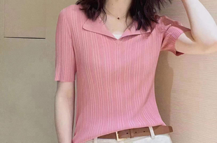 深呼吸哥家真好天衣无缝修身显瘦短袖针织衫A301222
