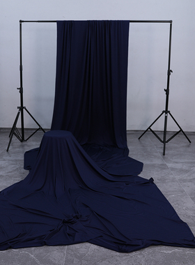 藏蓝色牛奶丝针织四面弹力氨纶布料婚庆装饰演出舞台揭幕布背景幕
