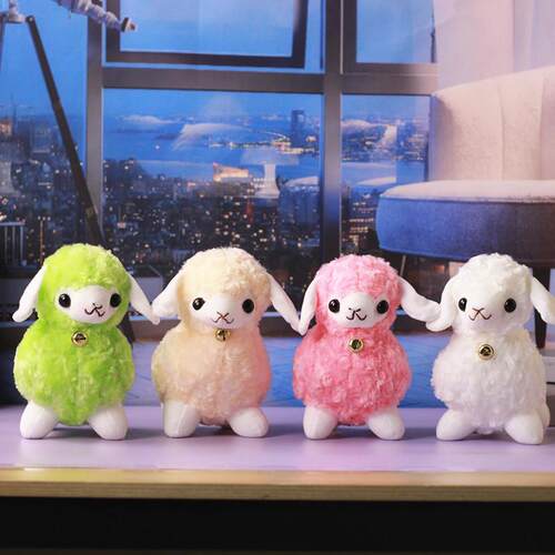 仿真小羊驼毛绒玩具公仔可爱彩色铃铛羊布娃娃玩偶儿童陪睡礼物女