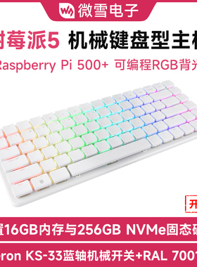 微雪 树莓派原装键盘型开发板Raspberry Pi 500+机械键盘 RGB背光