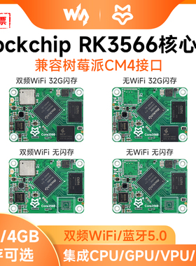 微雪 Core3566开发板 Rockchip RK3566核心板 eMMC闪存双频WiFi