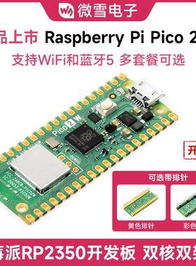 树莓派官方原装RP2350开发板Raspberry Pi Pico 2W 支持WIFI/蓝牙