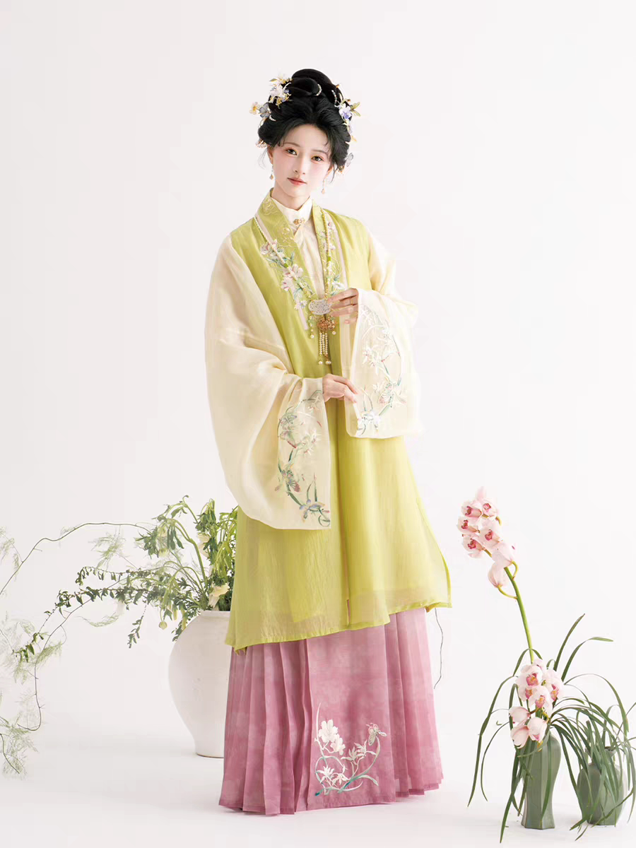 静还决 蘸水莺寰 原创明制汉服马面裙套装长衫比甲端庄春夏新品图片