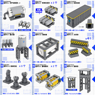 日骎原创颗粒积木MOC拼装 科幻军事基地工业设施格纳库机器人玩具