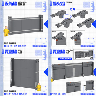 日骎原创 颗粒积木MOC科幻军事要塞基地设施墙体场景益智玩具 拼装