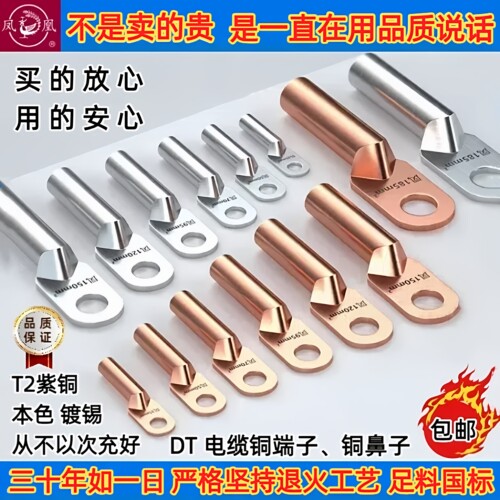 凤凰铜鼻子DT镀锡铜端子国标紫铜