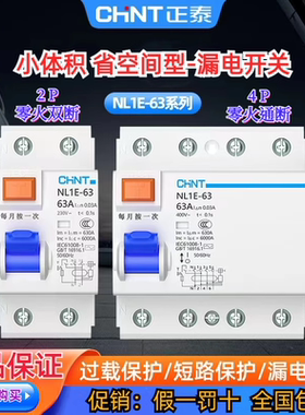 正泰NL1E漏电开关零火双断充电桩专用小体积省空间2∽4P 25-100A