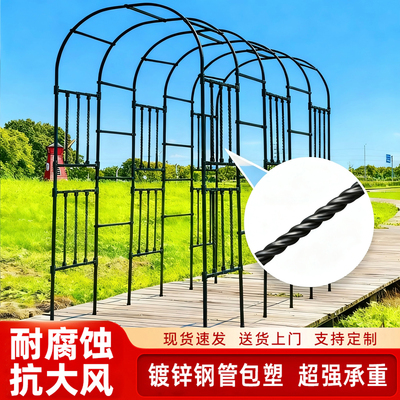 拱门花架爬藤架花园庭院支架月季铁艺拱形架子户外植物专用葡萄架