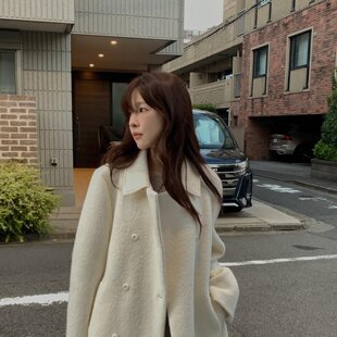 有货 白色呢子大衣女秋冬季新款毛呢外套高级感小个子韩系气质