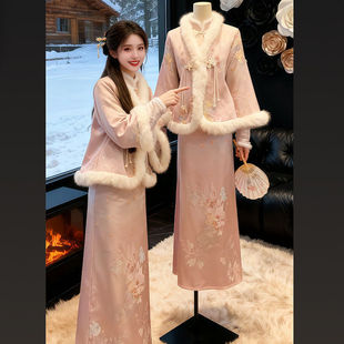 2025新款高级感气质晚礼服新中式国风旗袍复古洋装子套装女秋冬