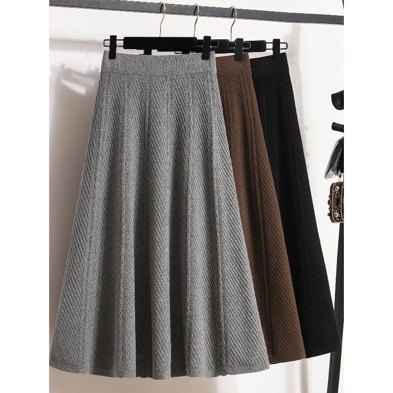 大码女装秋季2025新款胖mm针织半身裙女士百搭高腰显瘦A字大摆裙