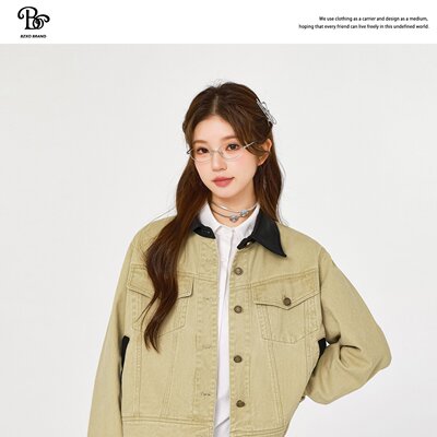 卡其色工装牛仔外套女春季2026年新款短款休闲夹克上衣巴恩风