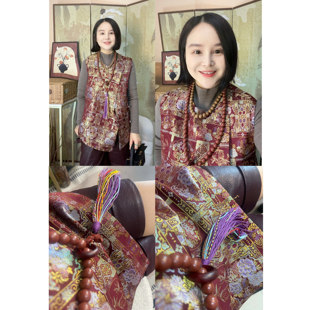 【大美红遍天】”春华秋实红底织金100%桑蚕丝“宋锦偏襟马甲