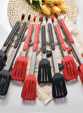 Stainless steel silicone food spatula tongs food clip barbec