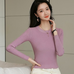 打底衫女内搭新款女士针织衫纯色小个子短装毛衣时尚洋气爆款上衣