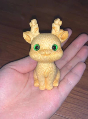 龙血竹实心雕刻一路平安小鹿纳福汽车挂件一路发招财梅花鹿手把件