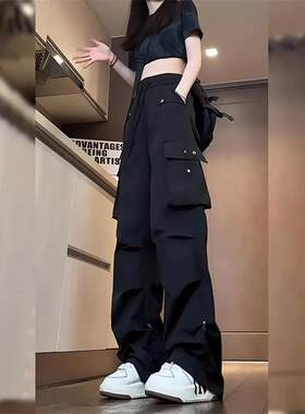 美式机能休闲长裤学生抽绳工装裤