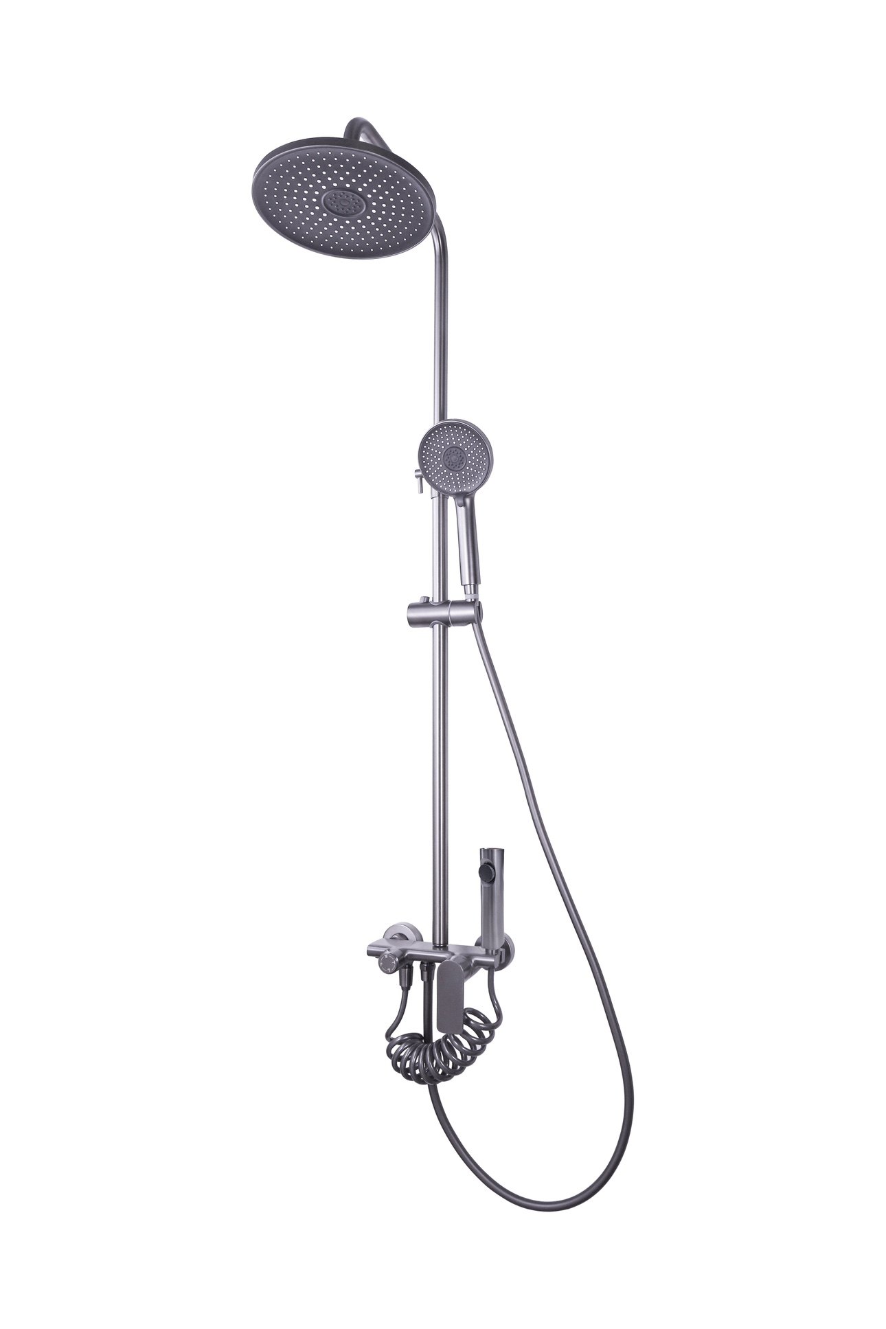 埃美柯枪灰花洒淋浴花洒套装家用增压淋雨喷头四功能花洒yg326