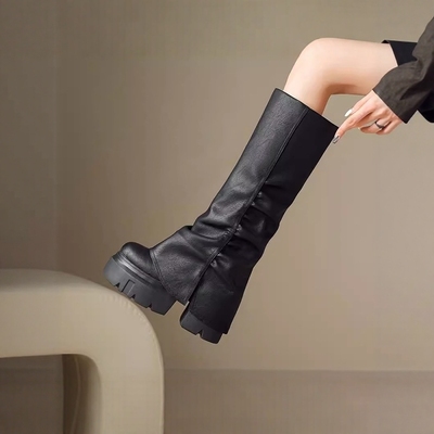 高品质-骑士靴女内增高裤管靴
