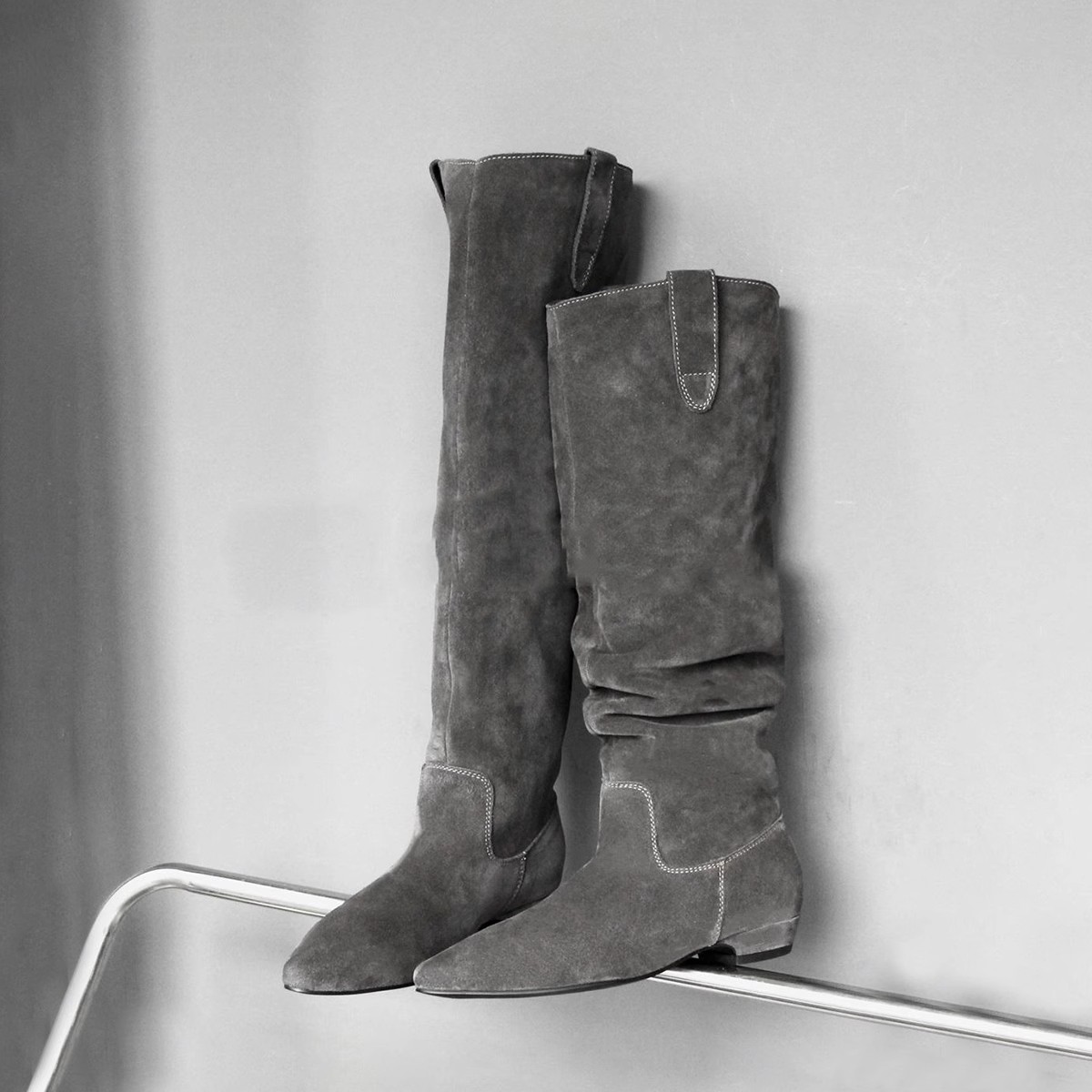 高品质-骑士靴女复古平底长靴