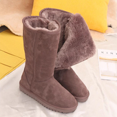 真皮加绒加厚长筒雪地靴女高筒2025新款 中筒防滑东北洋气棉鞋 保暖