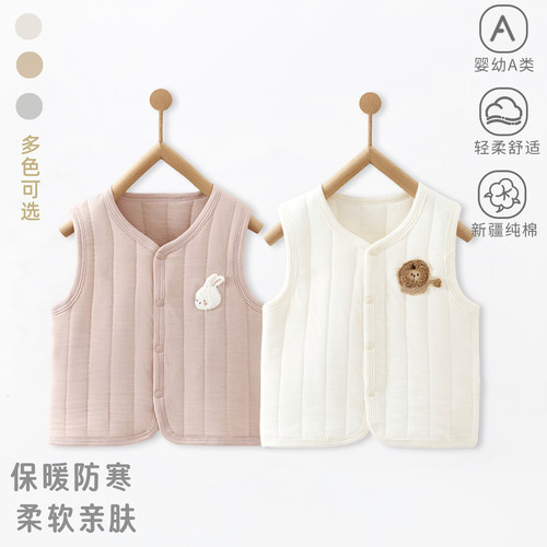 婴儿保暖马甲秋冬季加厚背心上衣男女宝宝家居服外穿护肚坎肩外套