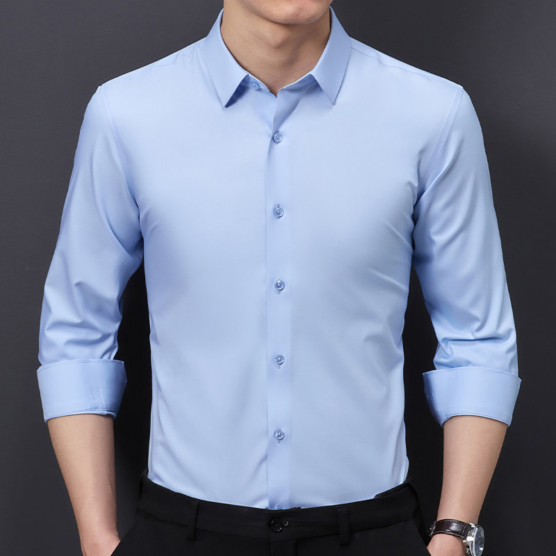 【三防】新款男装正装长袖衬衫2024春秋新款男士休闲商务白衬衣