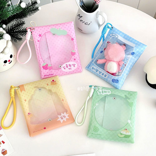 卡通可爱娃包10cm棉花娃娃展示收纳pvc遛娃包谷美挂件玩偶保护套