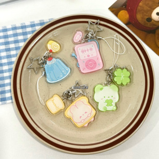 原创可爱双面滴胶挂件亚克力ins风古早挂饰手账手机链包挂钥匙扣