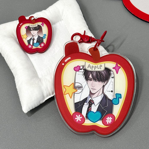 可爱苹果亚克力卡套3寸小卡追星ins一寸照片收纳拍立得挂件钥匙扣